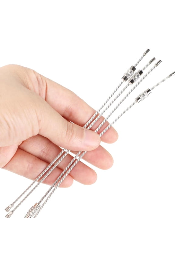 10 Pcs Large Key Rings Wire Stainless Steel Keychain Cables Keyring Loop Holder