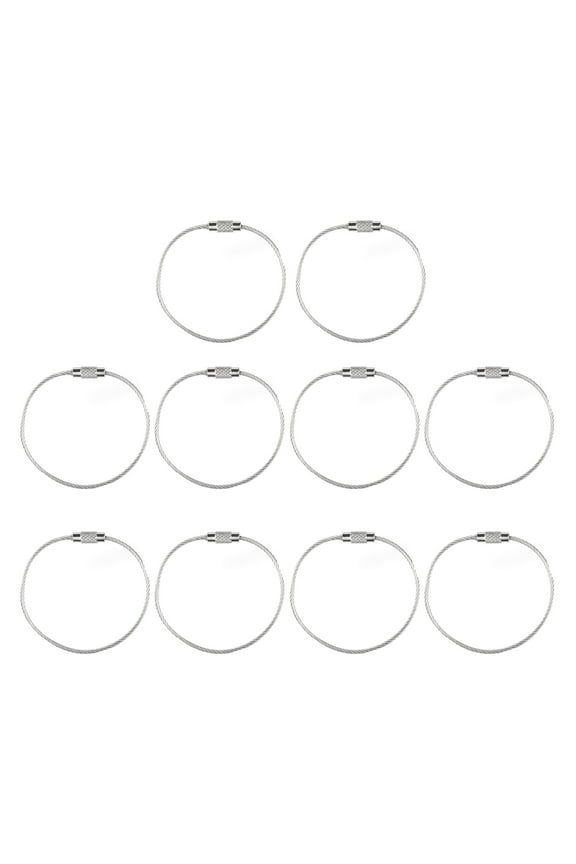 10 Pcs Large Key Rings Wire Stainless Steel Keychain Cables Keyring Loop Short Holder Luggage Label Holder Easy to Use