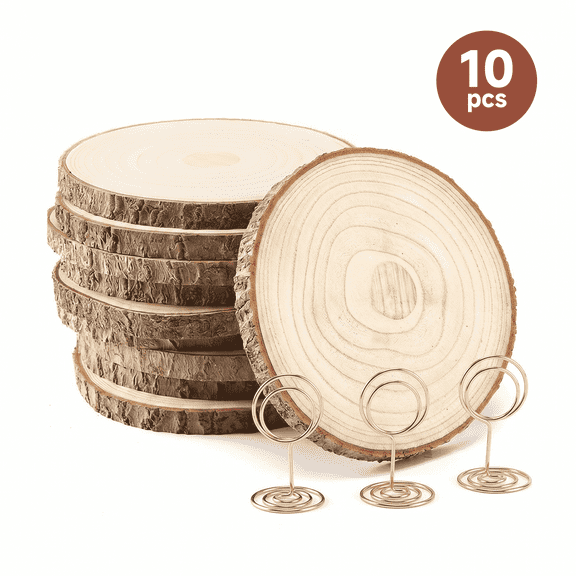 10 Pcs Large Wood Slices 9-10 Inches,Wood Slices for Centerpieces Table Decorations,Unfinished Rounds for Crafts, for Rustic Wedding Decoration Projects