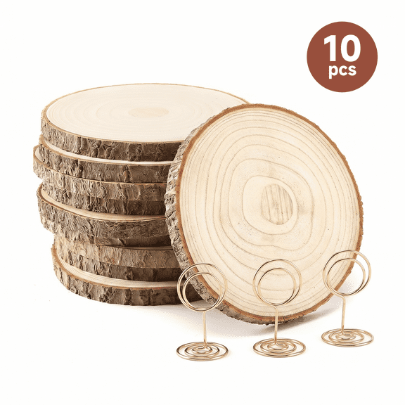 10 Pcs Large Wood Slices 9-10 Inches,Wood Slices for Centerpieces Table Decorations,Unfinished Rounds for Crafts, for Rustic Wedding Decoration Projects