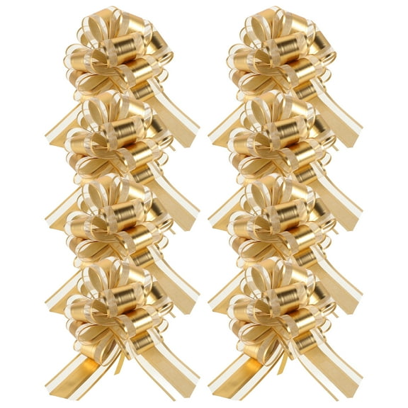 OFFIGAM Festival Pull Bow Decorations for Wedding Car, 10pcs Golden Plastic Bows for Party and Event