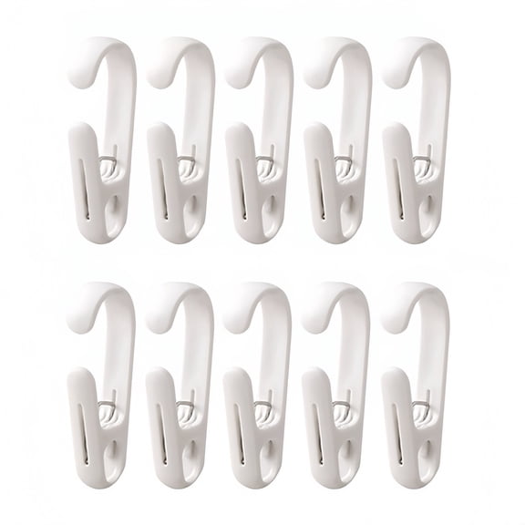10 Pcs Laundry Hooks With Clips For Organising Towels, Clothing, Curtains, And Accessories In Bathroom, Kitchen, Or Wardrobe, Space-Saving And Stainless Steel Clothes Pins, Rust-Resistant(White)
