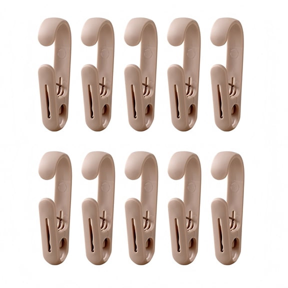 10 Pcs Laundry Hooks With Clips For Organising Towels, Clothing, Curtains, And Accessories In Bathroom, Kitchen, Or Wardrobe, Space-Saving And Stainless Steel Clothes Pins, Rust-Resistant(Brown)