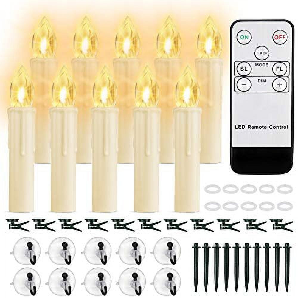 10 Pcs Led Window Candles With Remote Timer, Battery Operated, Warm