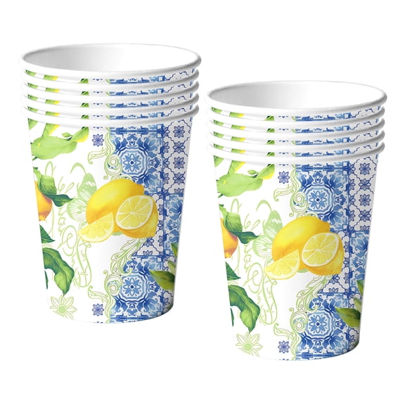 10 Pcs Lemon Design Party Cups, Sturdy Disposable Beverage Cups for Summer Wedding Birthday BBQ Decorations, Versatile Drinkware for Outdoor Picnic Celebration Gifts