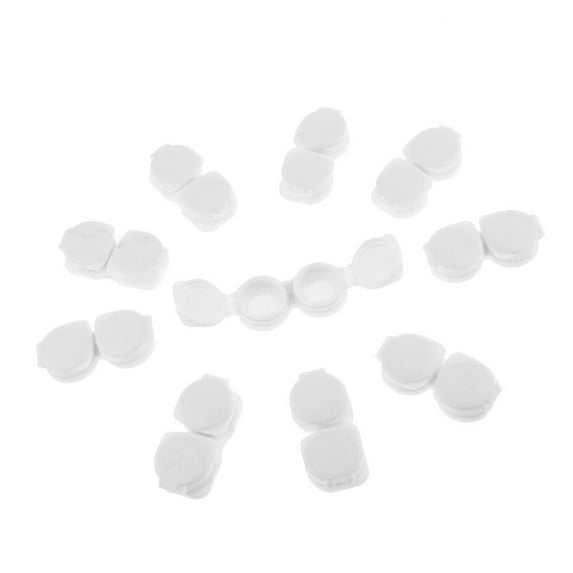 10 Pcs Lens Soaking Case Holder R Marked Portable Travel Eyecare - White