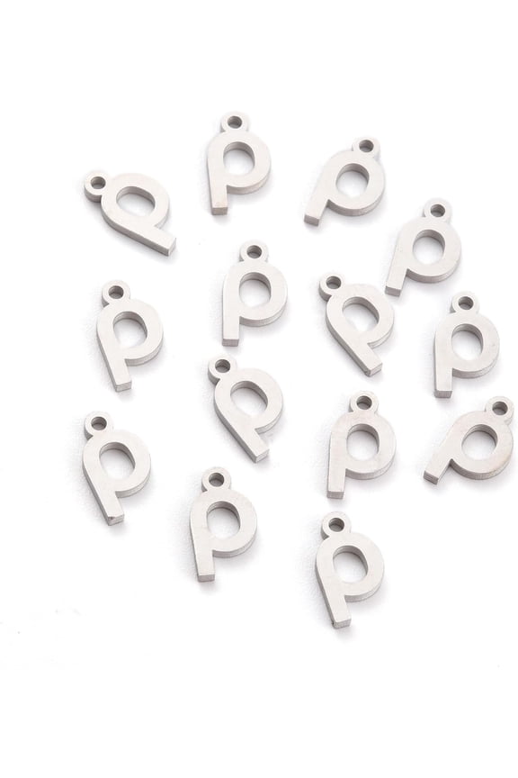 10 Pcs Letter R Pendant Charms 304 Stainless Steel Pendants Matte Style Greek Alphabet Letter.R Metal Charms Pendant