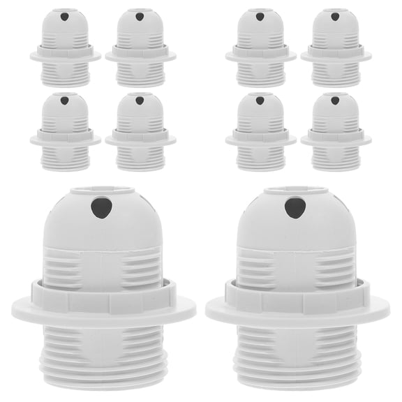 10pcs E27 Socket Large Base Screw Threaded Lamp Holder Light Bulb Socket Repair Kit for Table and Pendant Lamps White
