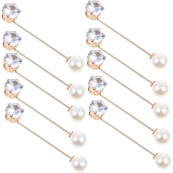 10 Pcs Lightweight Brooch Pins Pearl Decorative Clothes Sweater Cardigan Clips