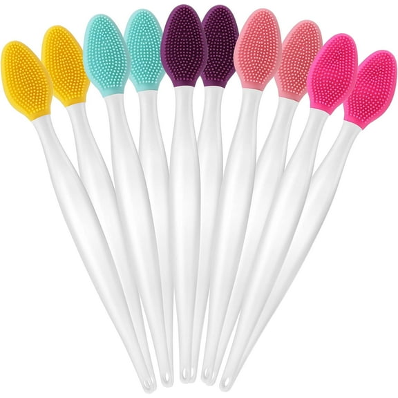 10 Pcs Lip Scrub Brush Double-Sided Silicone Exfoliating Tool Mini Soft Lip Brush Cleaner for Men Women lightening dark lips Smoother Fuller Lip Appearance