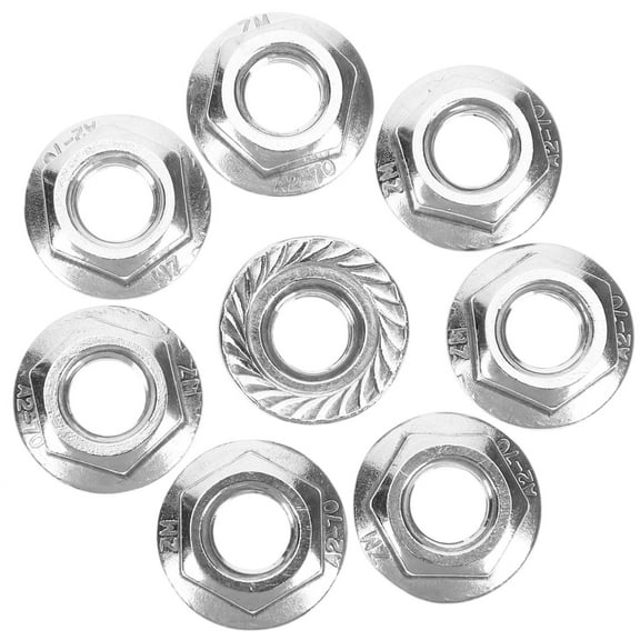 10 Pcs Lock Nuts Hex Self-Locking Serrated Flange M8 Kit Flower Teeth Stainless Steel