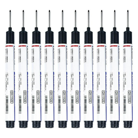 10 Pcs Long Head Deep Hole Marker - Long Nib Marker, Multi-purpose Deep Hole Marker Pens, Quick Dry Waterproof Colorful Carpenter Pen Markers for Construction Bathroom Woodworking