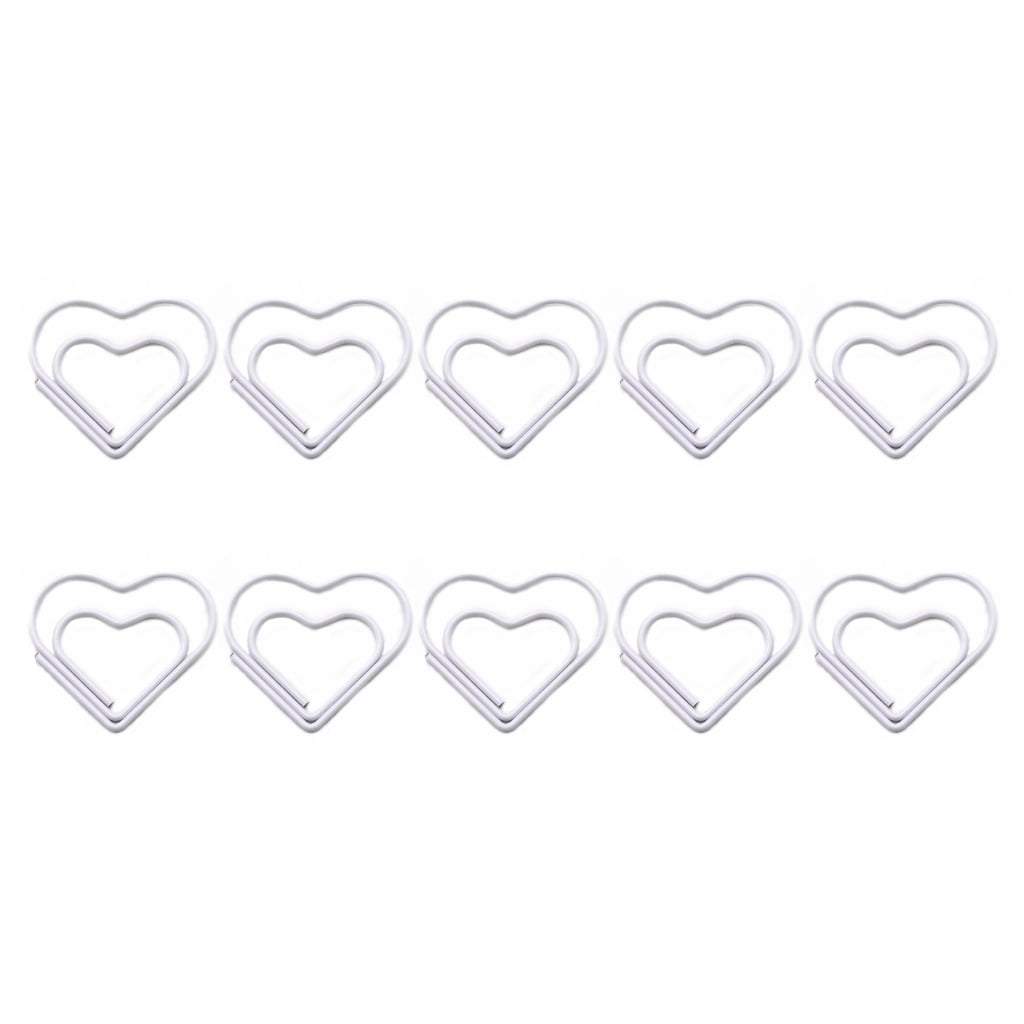 10 Pcs Lovely Decorative Paper Clips Heart Bookmarks Metal Office Clips ...