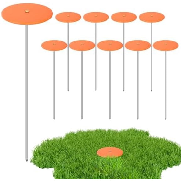 10 Pcs Low Profile Survey Stakes Galvanized Boundary Markers for Property Land Survey Stakes Orange Property Line Marker Stakes Heavy Duty Survey Pin for Property Line Ground Septic Tank Markers