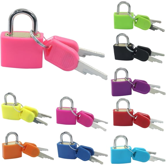 10 Pcs Luggage Locks Keys Small Padlock Multicolor Mini Keyed Suitcase Travel Bags Gym Locker Toolbox