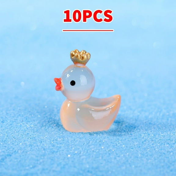10 Pcs Luminous Mini Crown Ducks in The Dark Ducks Figures Micro Garden Landscape Aquarium Dollhouse Ornament Potted Plants Decoration Crafts Decor