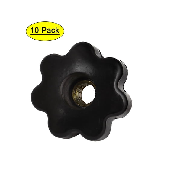 10 Pcs M12 Female Thread Black Plastic Star Clamping Screw Knobs 50mm Diameter