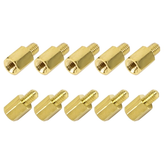 10 Pcs M3 6+4mm Hex Standoff Spacer Male to Female Brass Threaded Standoff Spacer Hexagonal Spacers & Standoffs for PC PCB Motherboard