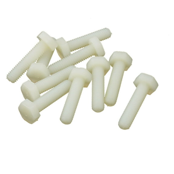10 Pcs M6 x 25mm Hexagonal Head Nylon Screw Thread Bolt