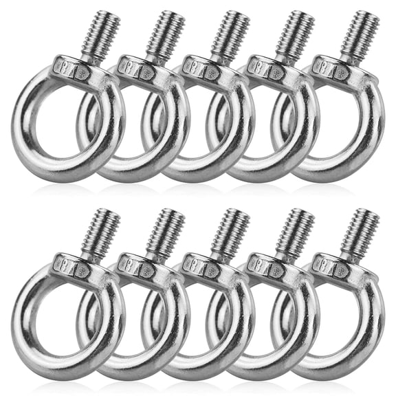10 Pcs M8 Stainless Steel Lifting Eye Bolts - Hardware Eyebolts, Male Thread Ring Screw For Lifting And Various Engineering Equipment
