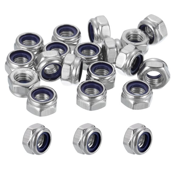 10 Pcs M8x1.25mm Lock Nuts, 316 Stainless Steel Nylon Insert Self-Locking Nut