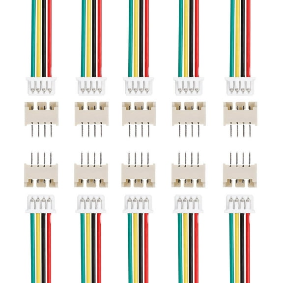 10 Pcs MX 1.25mm 4 Pin Single Head Male Connector Plug with 28 AWG 150mm Wire Cable and Female Motherboard Connector