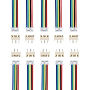 10 Pcs MX 1.25mm 5 Pin Single Head Male Connector Plug with 28 AWG 150mm Wire Cable and Female Motherboard Connector
