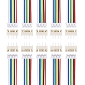 10 Pcs MX 1.25mm 6 Pin Single Head Male Connector Plug with 28 AWG 150mm Wire Cable and Female Motherboard Connector