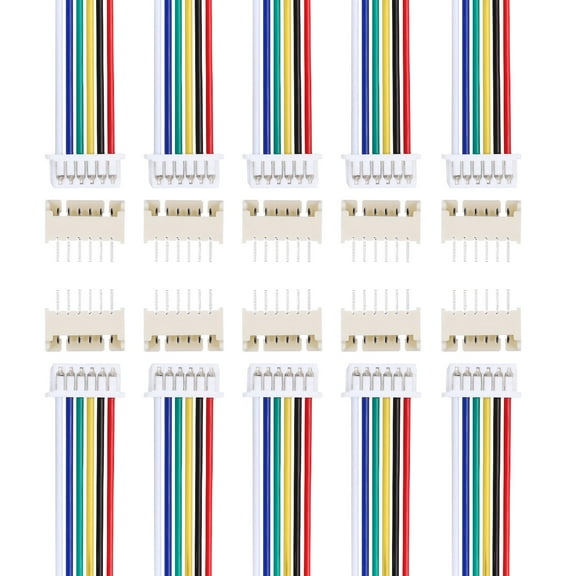 10 Pcs MX 1.25mm 6 Pin Single Head Male Connector Plug with 28 AWG 150mm Wire Cable and Female Motherboard Connector