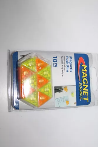 10 Pcs Magnet Source 07510 Triangle Push Pin Magnets, Orange Green