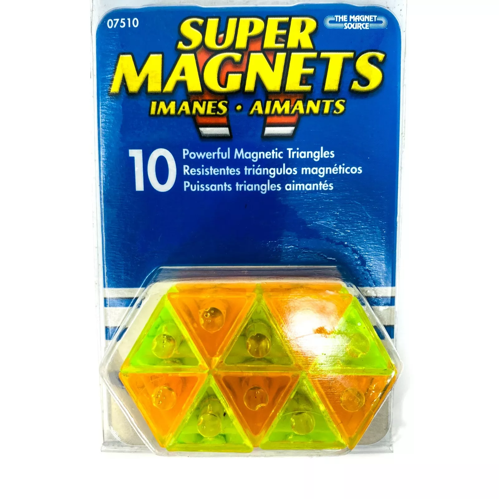 10 Pcs Magnet Source 07510 Triangle Push Pin Magnets, Orange Green