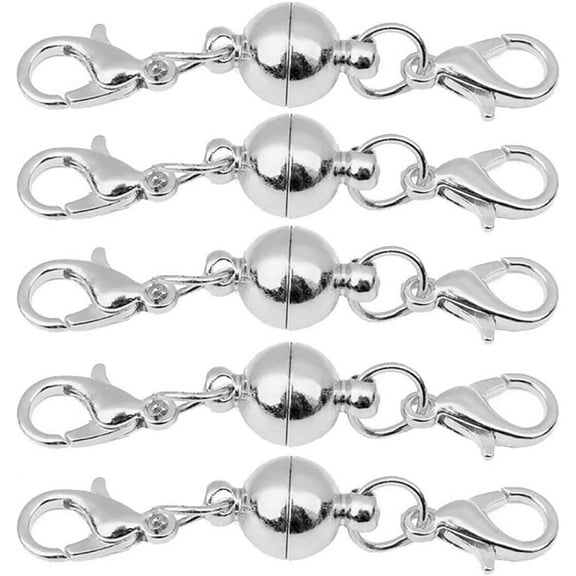 10 Pcs Magnetic Lobster Clasps Ball Buckles Magnet Closures Converter for Jewelry Necklace Bracelet Making Silver