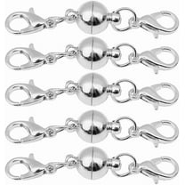 10 Pcs Magnetic Lobster Clasps Ball Buckles Magnet Closures Converter for Jewelry Necklace Bracelet Making Silver