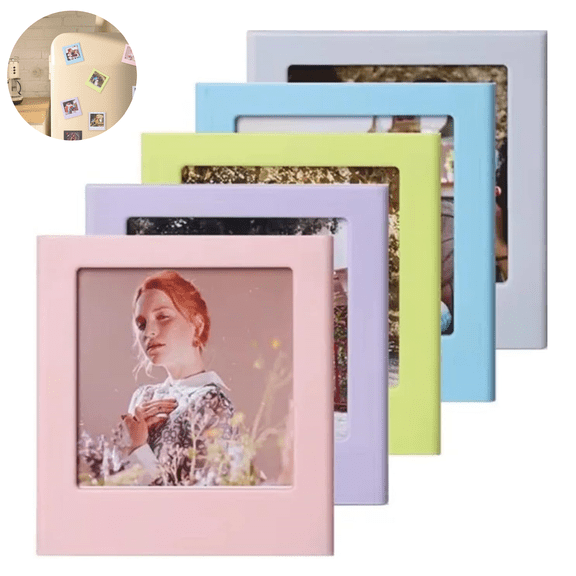10 Pcs Magnetic Photo Frame for Refrigerator Small Square Picture Frames 2.8x3.4in Plastic Photo Holder Multicolor DIY Picture Display Frame for Home Office Dorm Decor By Scheam