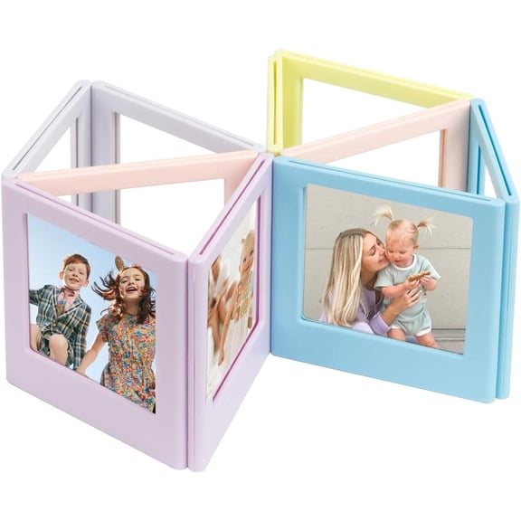 10 Pcs Magnetic Photo Frame, Trianu Double Sided Magnetic Picture Frame Tabletop Picture Frames for Fujifilm Instax Square or Hold Cards, Bills, Business Cards, 2 x 3inch, Multicolor
