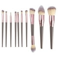 thumbnail image 1 of 10 Pcs Makeup Brush Set Contour Concealer Blush Plastic Metal Handle Champagne Brown Rose Gold Tone, 1 of 7