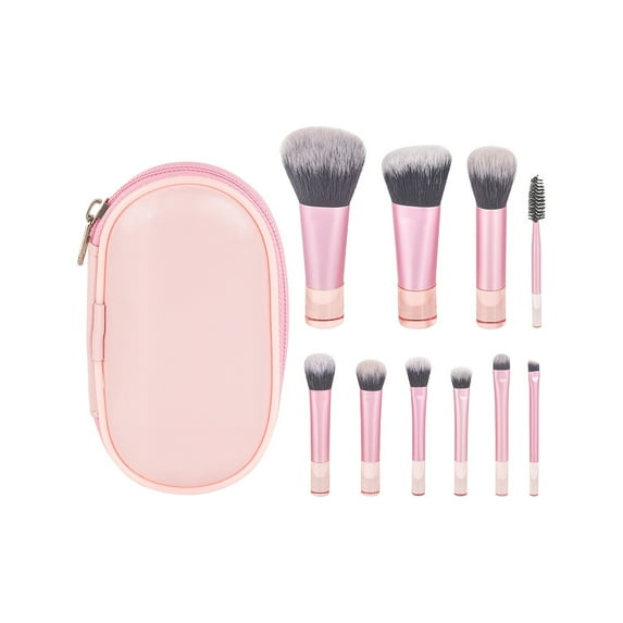 10 Pcs Makeup Brush Set with Storage Bag Portable Travel Kit for Blush Eye Shadow and Cosmetic Application