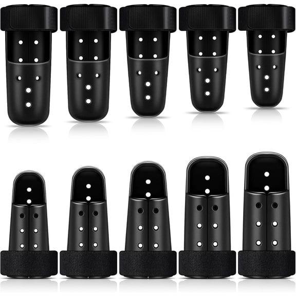 10 Pcs Mallet Finger Splint, 5 Sizes Finger Support Brace Stabilizer Straightener Plastic Fingertip Protectors Arthritis Knuckle Immobilization for Thumb Pinky Middle Index Ring(Black)