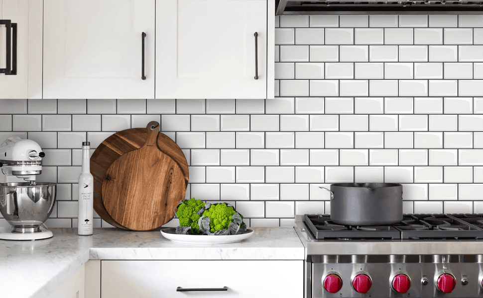 10 Pcs Marble Peel and Stick Backsplash Tiles 12"x12" Self-Adhesive Glazed Ceramic Surface Wall Tiles Waterproof Heat Resistant Stick on Tiles for Kitchen Bathroom Countertop