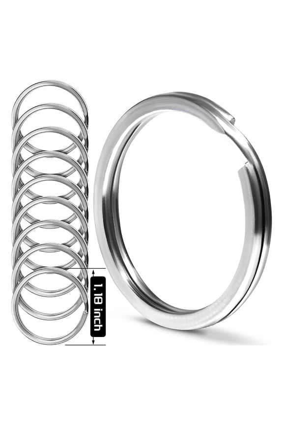 10 Pcs Marine Grade Stainless Steel Split Ring for Keychains 1 inch 25mm SS316L Key Rings for Car Keys