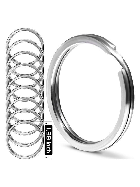 10 Pcs Marine Grade Stainless Steel Split Ring for Keychains 1 inch 25mm SS316L Key Rings for Car Keys