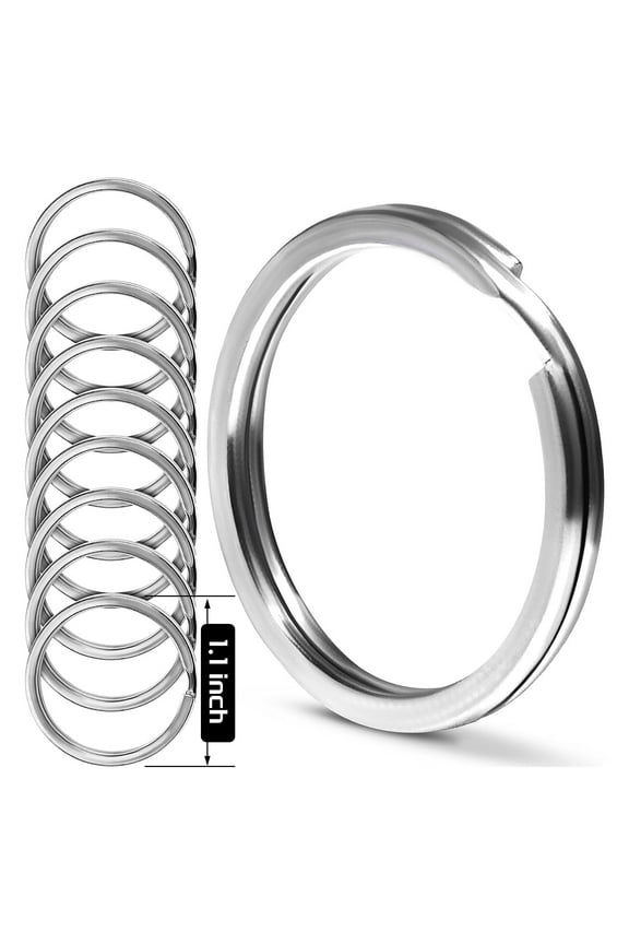 10 Pcs Marine Grade Stainless Steel Split Ring for Keychains 1 inch 25mm SS316L Key Rings for Car Keys