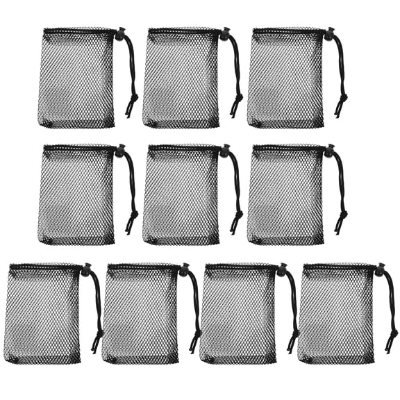 CRAFTHROU 10-Pack Mesh Drawstring Bags for Baseballs, Golf Storage and Sports Equipment Organization