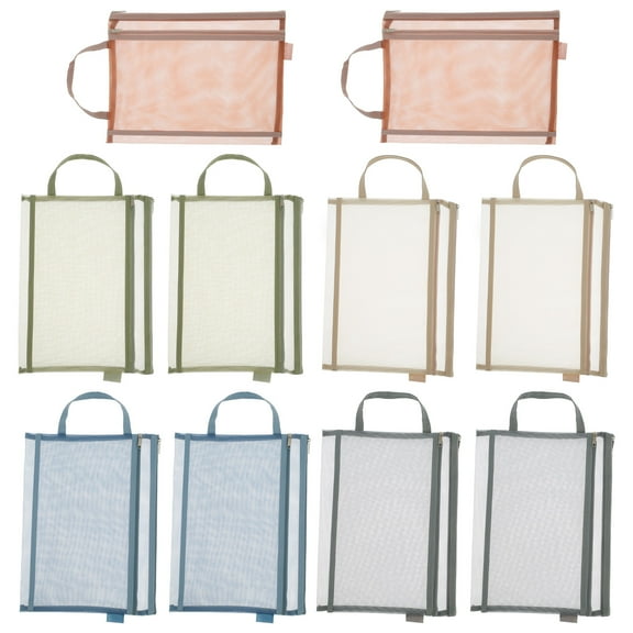 10 Pcs Mesh Zipper Pouch Double Layer Mesh Bags for Toy Storage Nylon Zipper File Bags Multipurpose Zipper Pouch with Handle for Home Travel School Office