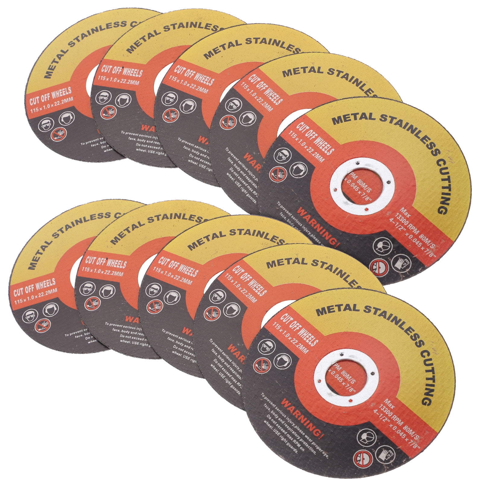 10 Pcs Metal Cutting Wheel Angle  Disc 4 1/2 off Piece Glass Blackl Cutoff Wheels