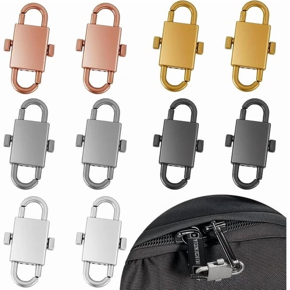 Vensio-10Pcs Double-Button Zipper Clips Anti-Theft Metal Zipper Locks Colorful Alloy Shorten Clasps for Backpacks Suitcases Purses Chain Straps