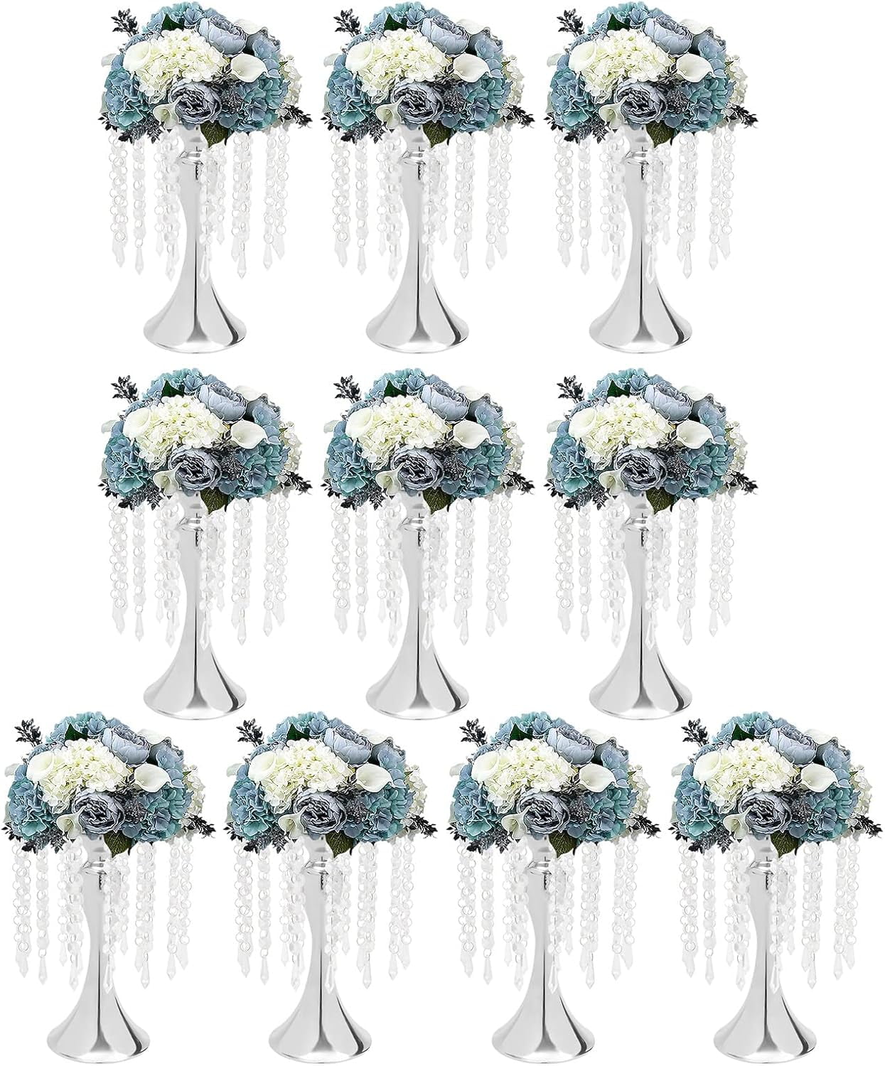 12 Pcs Metal Flower Arrangement Stands - 20 Inch Tall Candle Holders For Wedding & Party Decor