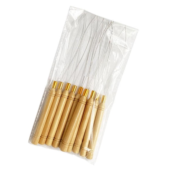 10 Pcs Metal Hair Extensions Tool Looped Bead Device Tool Kits Pulling Needle