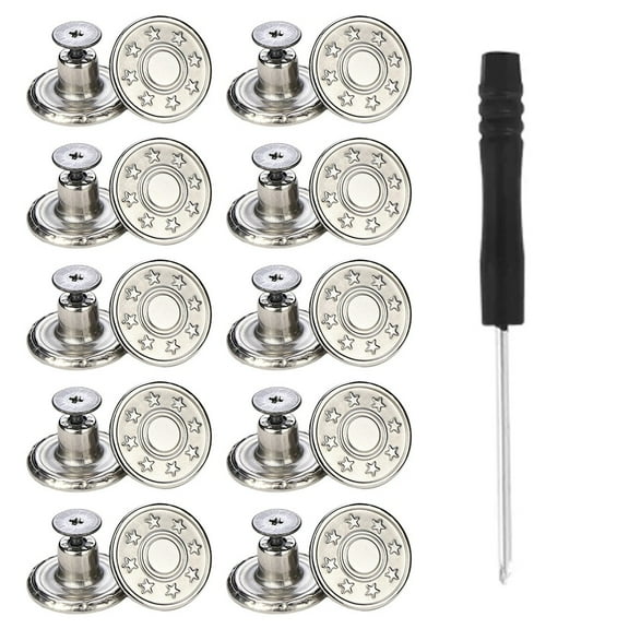 10 Pcs Metal Jeans Buttons 17Mm Replacement No-Sew Screw Button Repair Kit Diy Home Buttons Parts Sewing Accessories