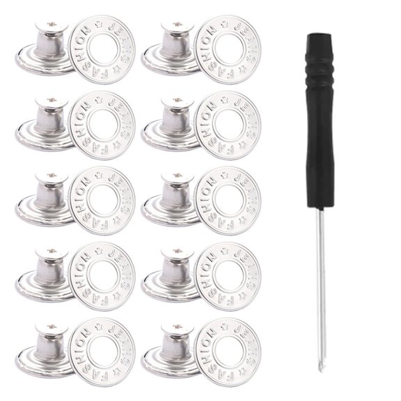 10 Pcs Metal Jeans Buttons 17Mm Replacement No-Sew Screw Button Repair Kit Diy Home Buttons Parts Sewing Accessories